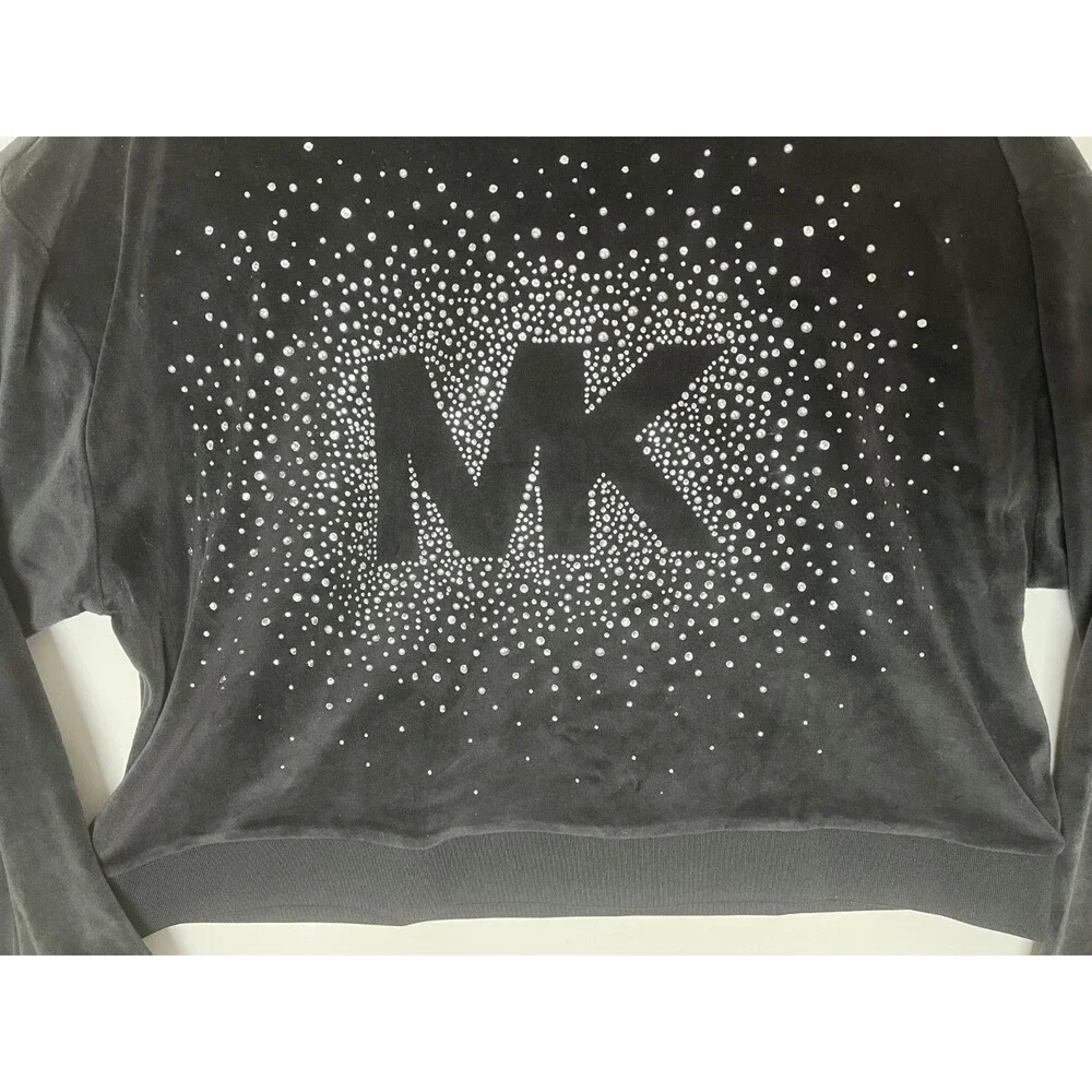 NWT Michael Kor Embellished Velour Hoodie sz XL- MSRP $195.00- JF551V0K1Y